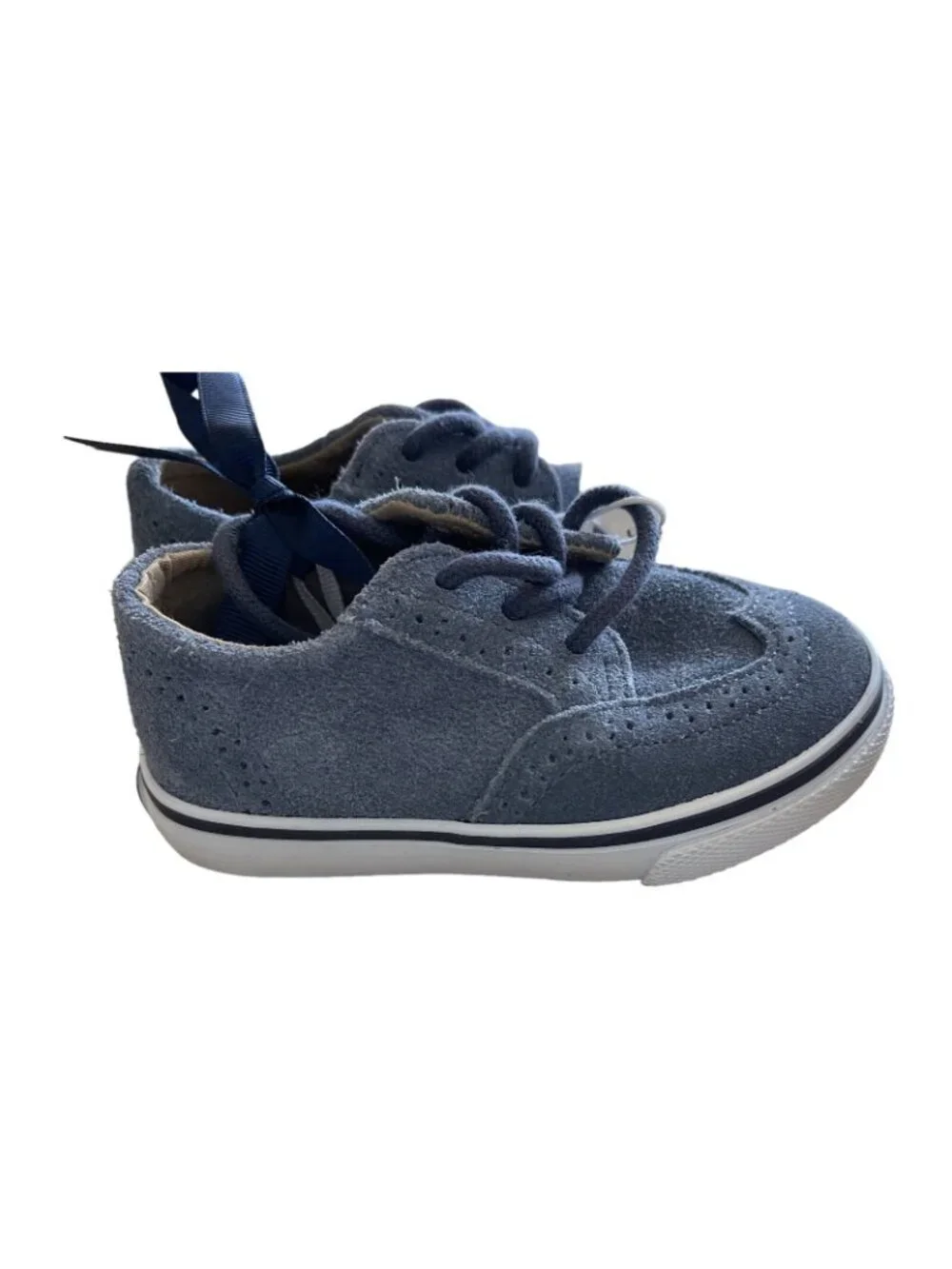 Janie And Jack Shoes Boys Size 6 Blue Suede Wingtip Lace Up
